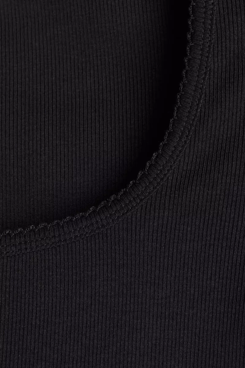 Picot-trimmed ribbed T-shirt