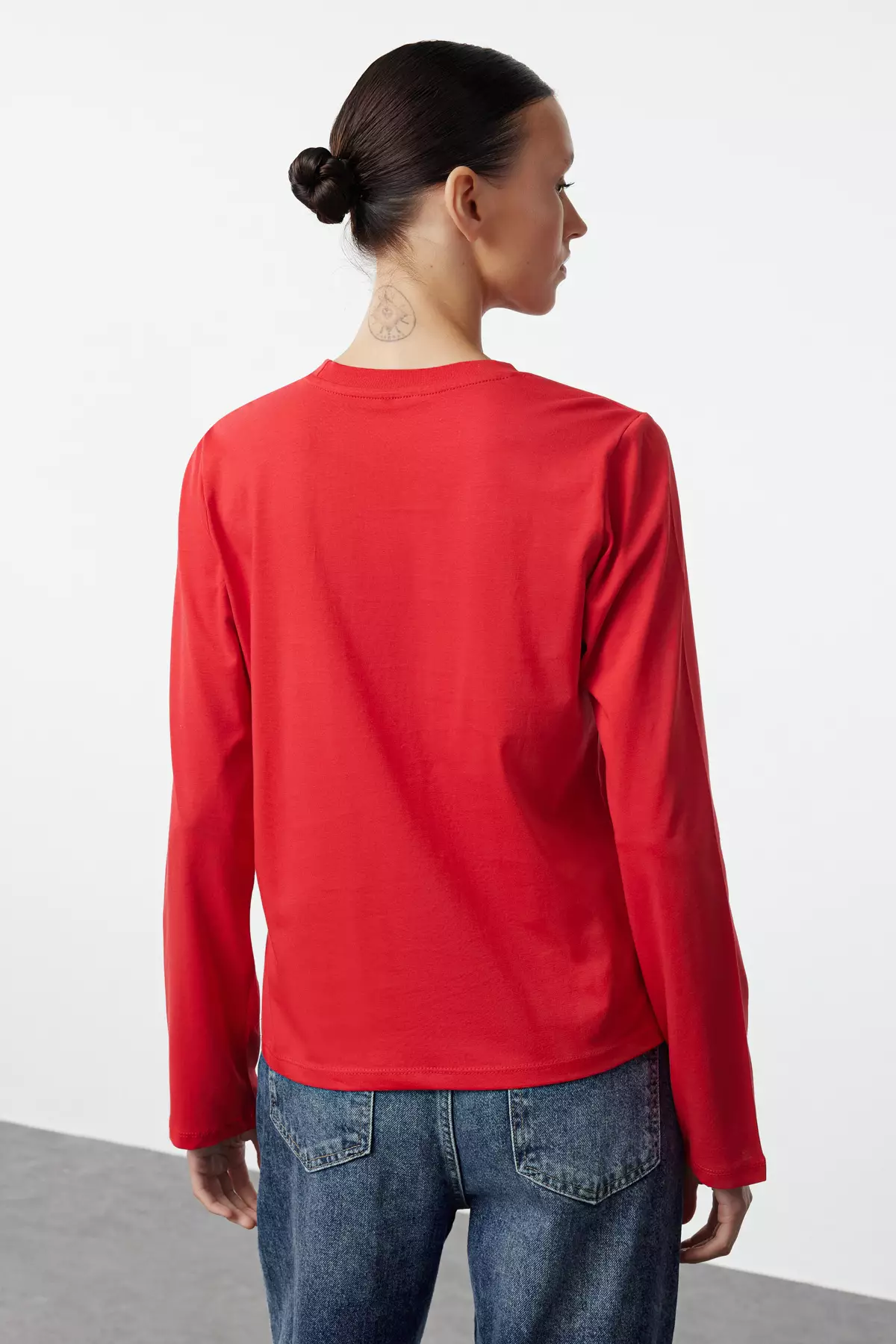 Trendyol Felpa da Uomo con Stampa Blu Navy Maglia di Tuta, S