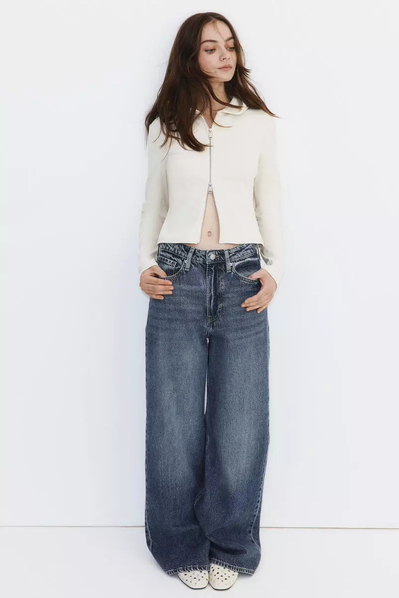 Ribbed zip-through hoodie