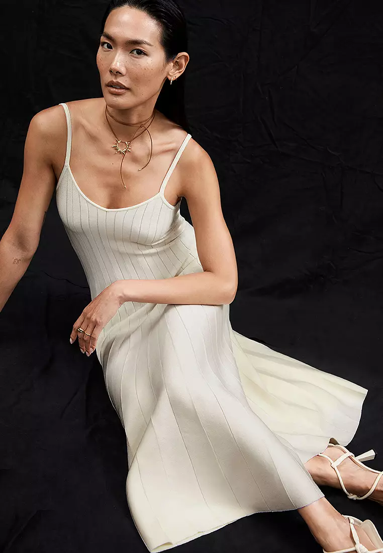 Pleated Strappy Midi Dress