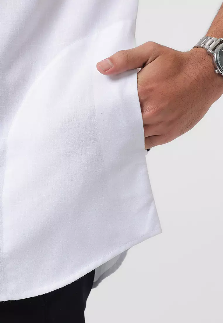 Kemeja Koko Pria Lengan Pendek Baju Muslim Pria ATHAR WHITE