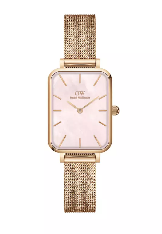 Quadro 20x26mm Pressed Melrose Rose gold Mother of Pearl Dial Watch Mesh strap Rose Gold Female watch Ladies watch Watch for women DW
