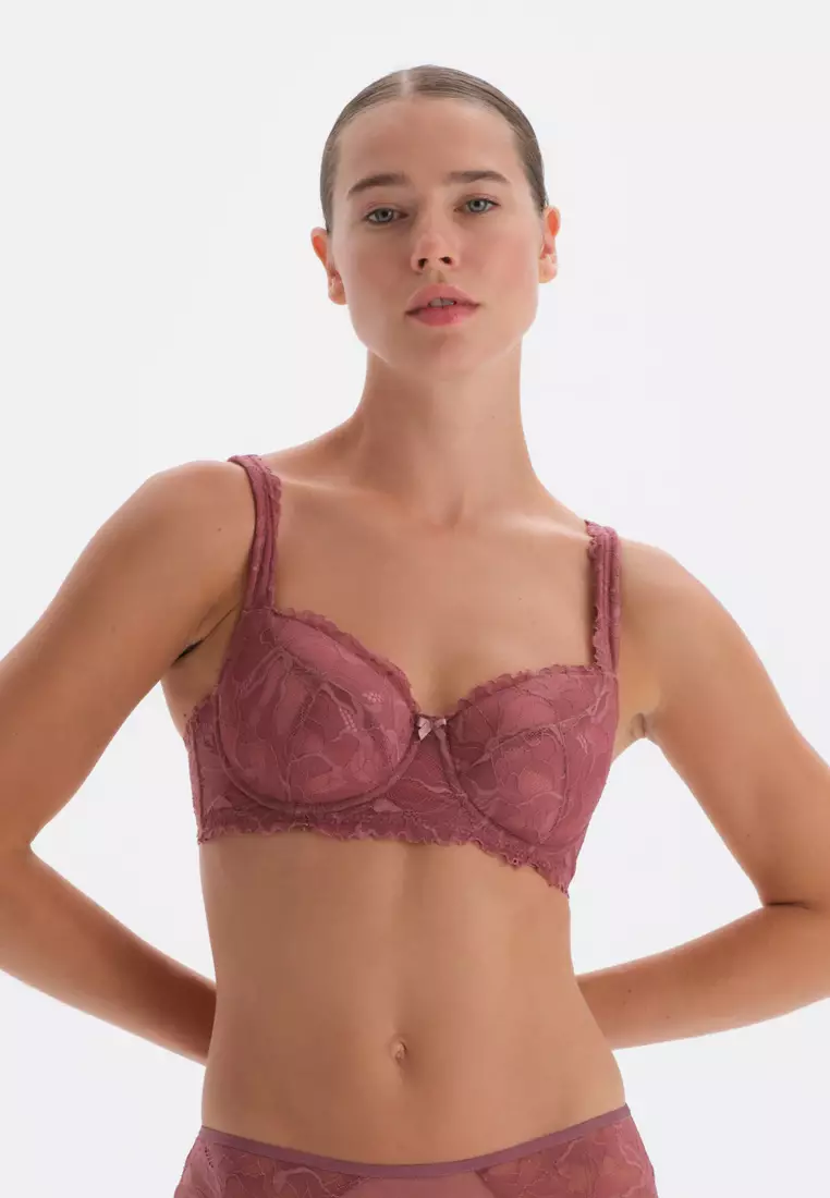 Buy DAGİ Dusty Rose Minimizer Bra, Floral Printed, Non-Padded, Underwire,  Underwear for Women Online