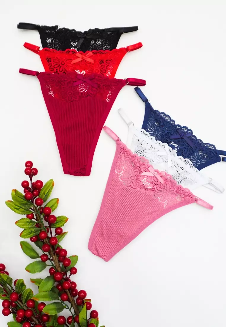 6 Pack Giselle Sexy Lace G String Thong Panties Bundle B