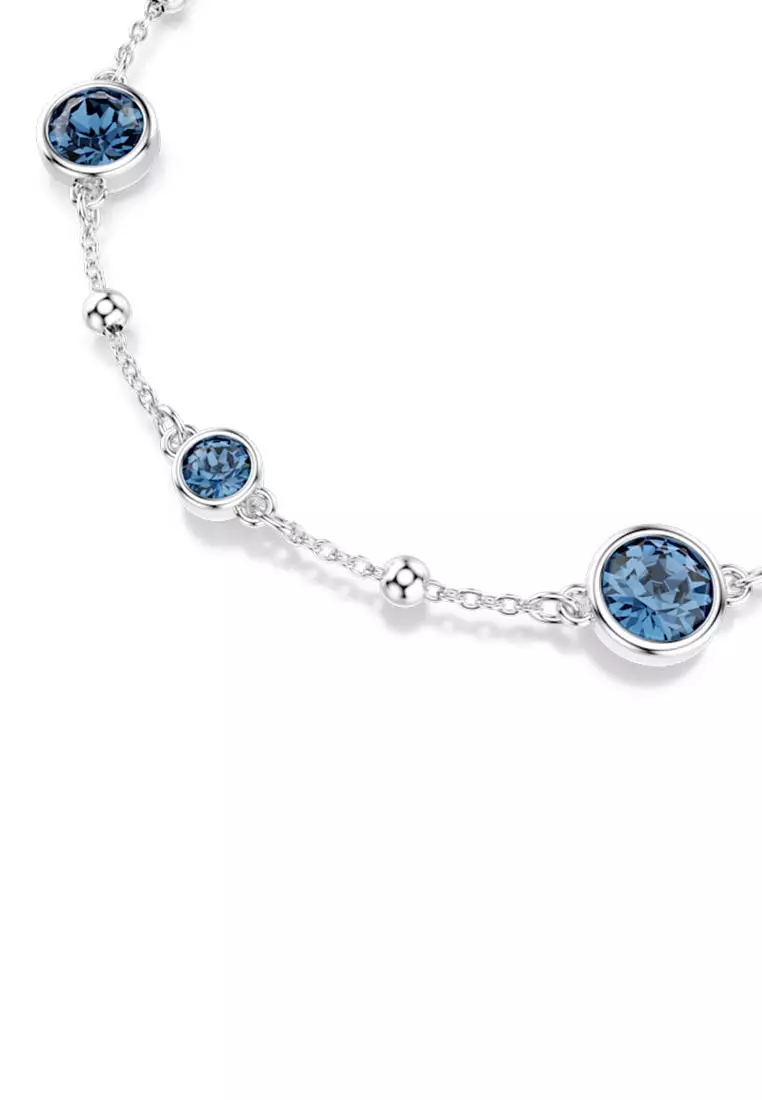 Imber Bracelet, Round Cut, Blue, Rhodium Plated