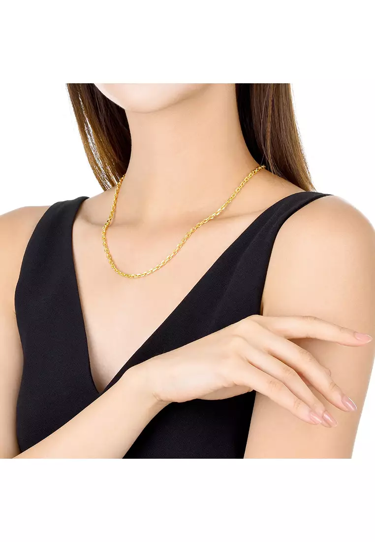 916/22K Gold Hollow Necklace R021 (2MM, 44CM)