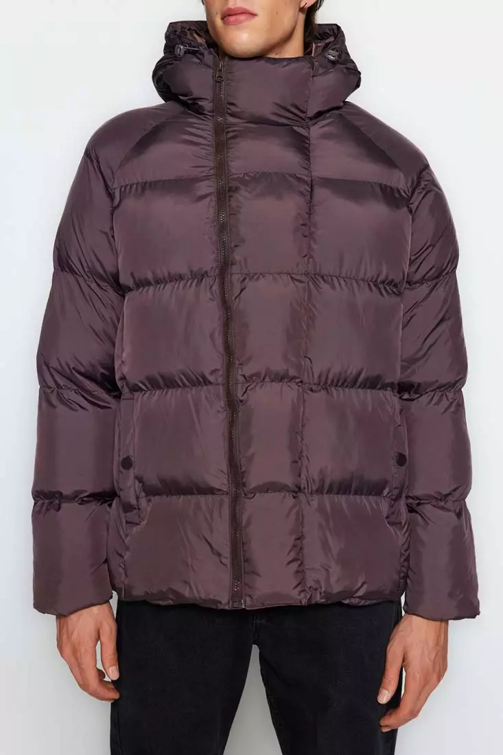 線上選購Trendyol Men's Brown Oversized Windproof Winter Jacket