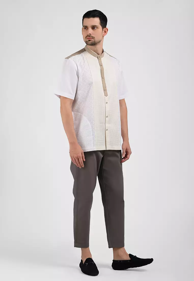 MOC Kemeja Koko Lengan Pendek Pria BARATHEON-WHITE