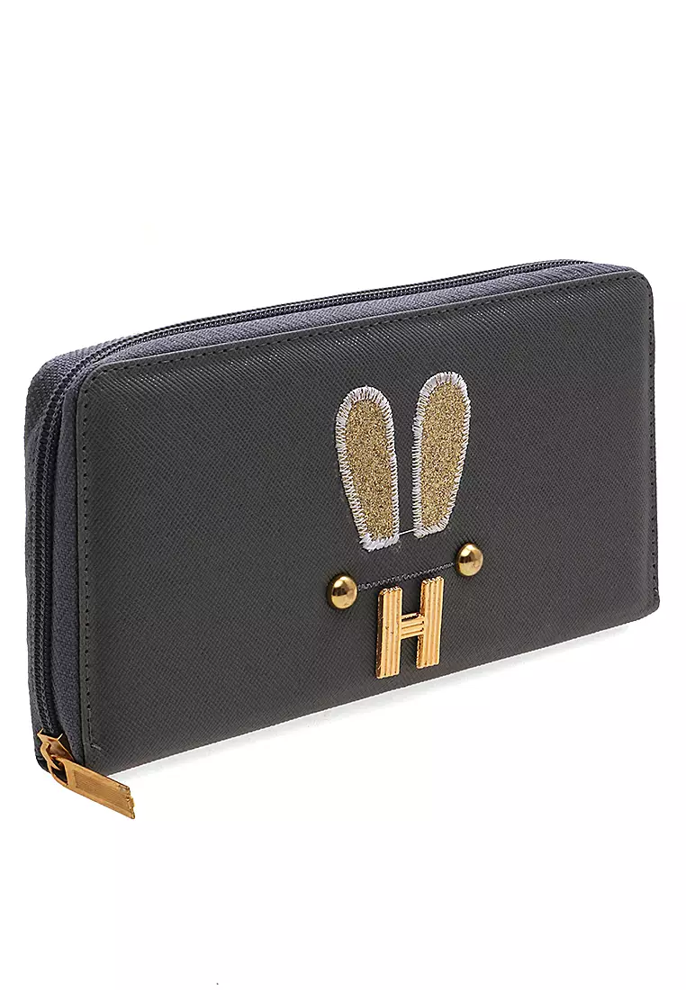 Dive Dompet Panjang Wanita Bunny Ears Wallet Casual Many Slot Material Kulit Leather ORIGINAL - Gray