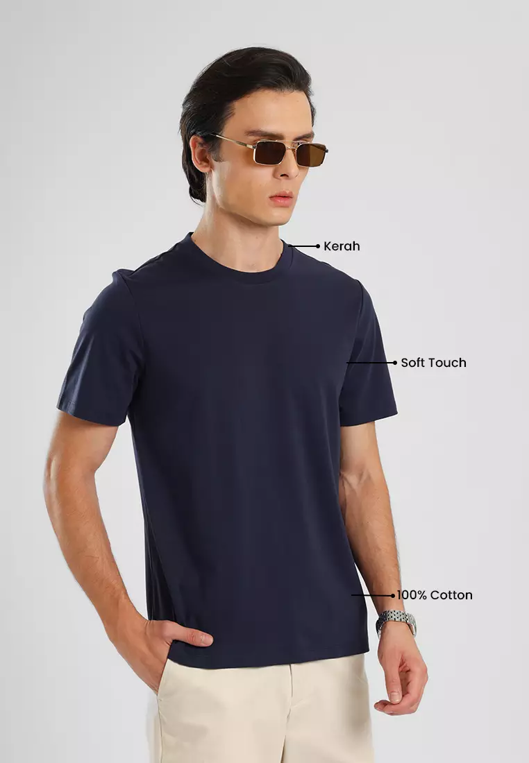 MANZONE - Kaos Lengan Pendek Pria Zane 03 Slim Fit - Navy Colour Navy