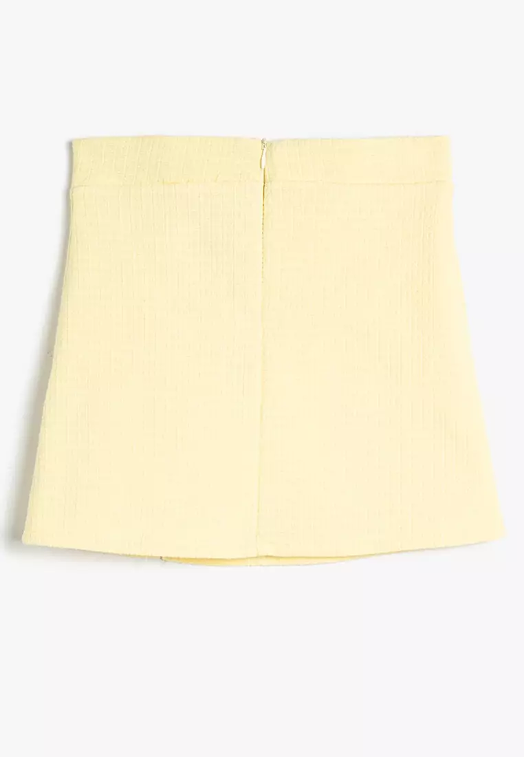 Tweed Floral Button Mini Skirt
