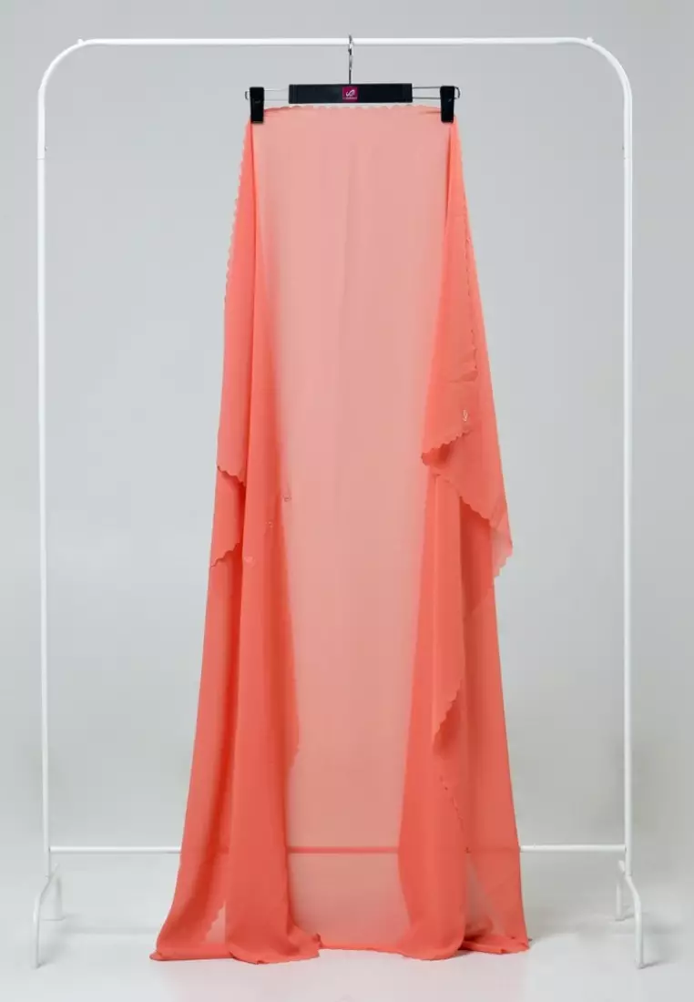 Rabbani - Kerudung Segiempat Zahira NK Aurion XL - Peach Orange