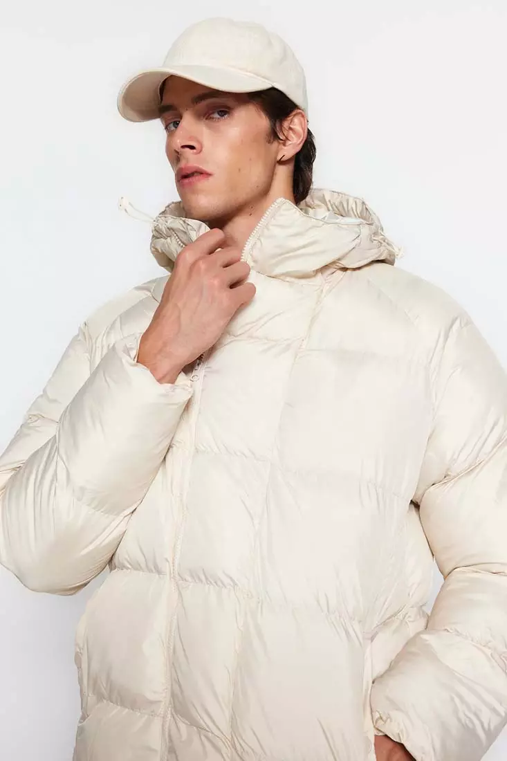 線上選購Trendyol Beige Men's Oversized Windproof Winter Jacket