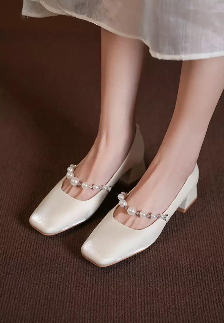 4CM Pearl Strap Mary Jane Shoes BY345-28