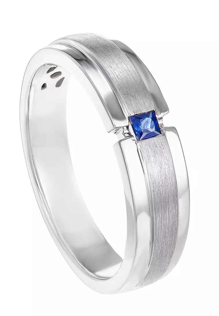 Mens diamond and sale sapphire wedding bands