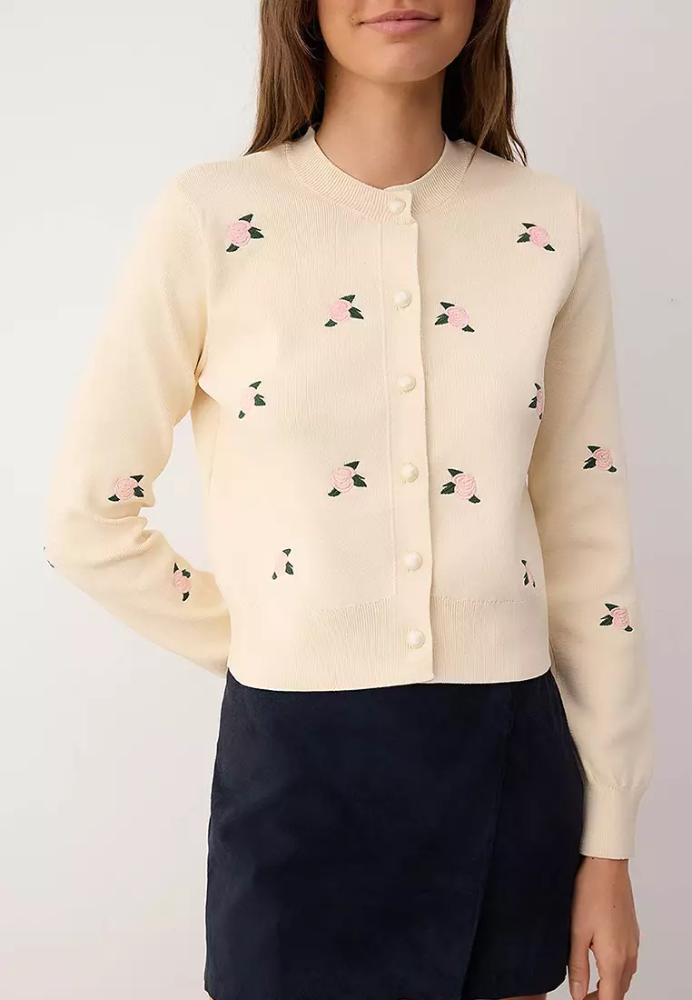 Flower Embroidered Cardigan