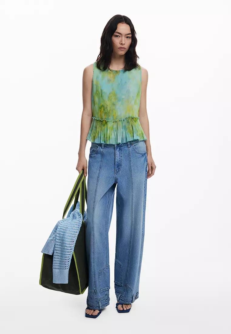 Ruffled pleated blouse