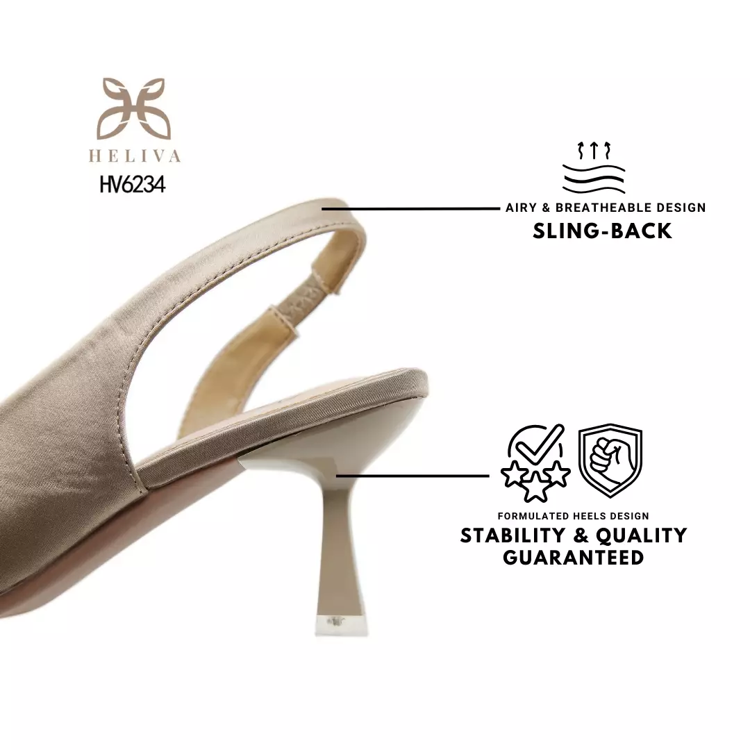 HELIVA LOWIN Formal Satin Heels with Refined Pointed Toe & Slingback Fit HV6234