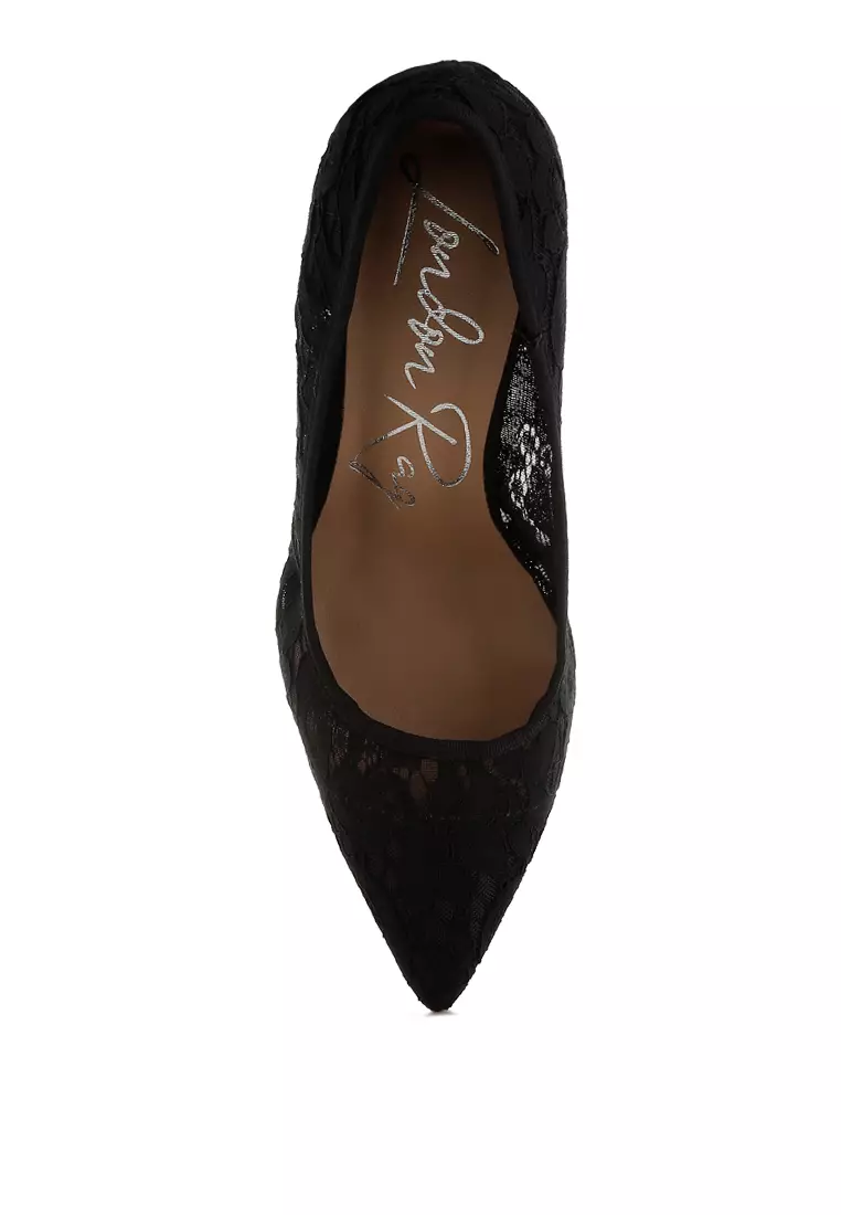 Stiletto Heel Lace Pumps in Black