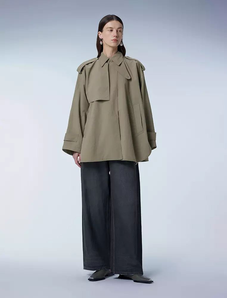 宽松长袖短款风衣