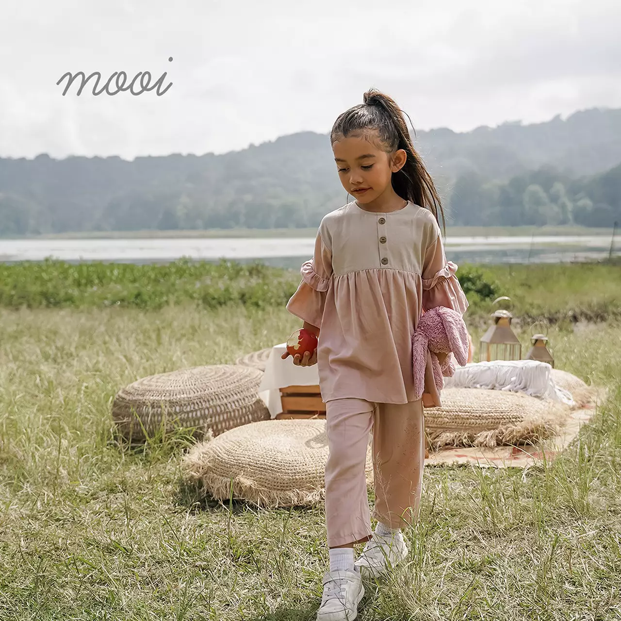 Mooi Setelan Anak Perempuan Tisha Tunik Set - White
