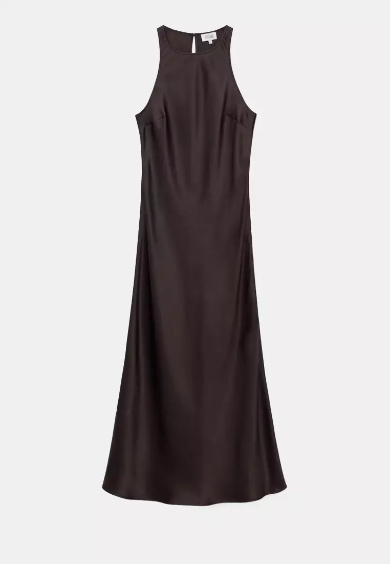 Sleeveless Satin Midi Dress