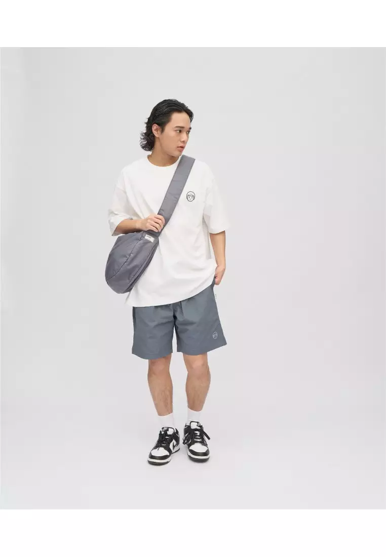 Plain-me  灰色闊帶雲朵半月包(中)