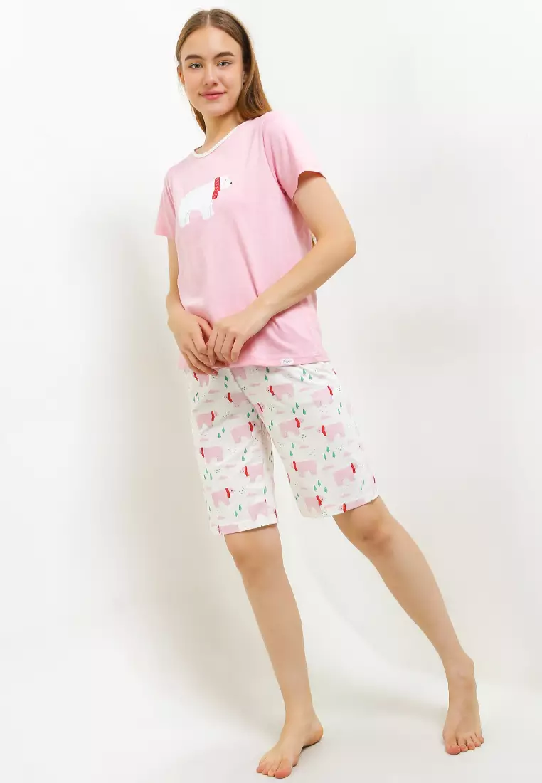 Pyjama Baju Tidur Short Sleeve Short Pants Sleepwear