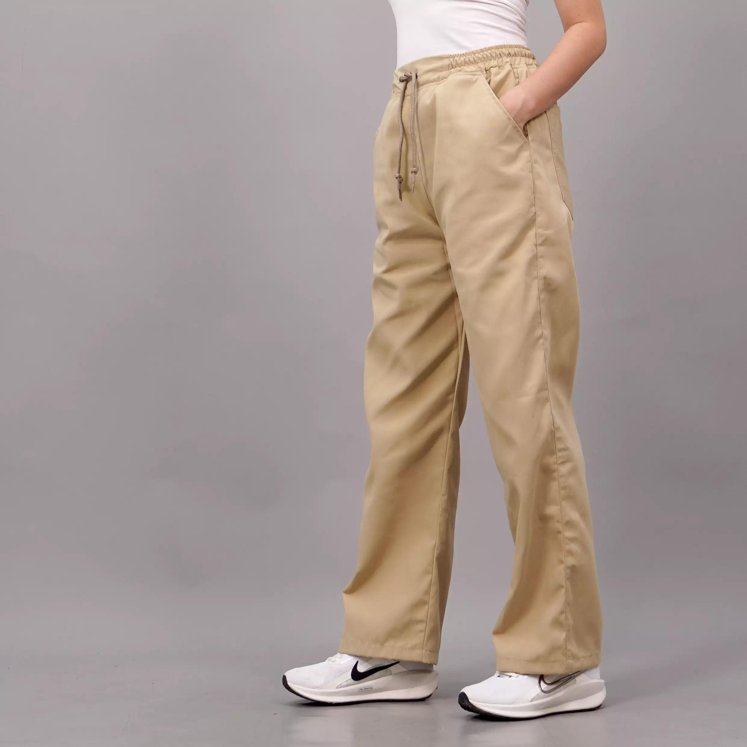 SAMY Celana Loose Pants Wanita Baggy Pants Wanita Celana Panjang Wanita - KREM