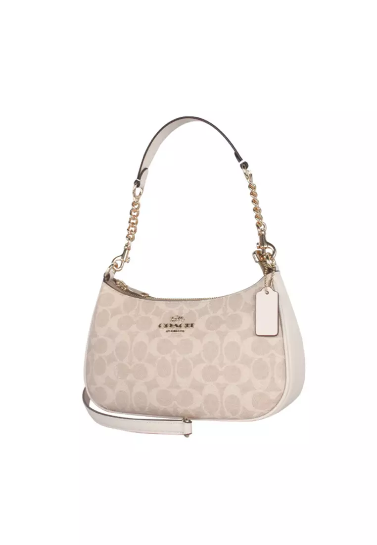 Teri Shoulder Bag In Signature Canvas Sand Chalk CV933