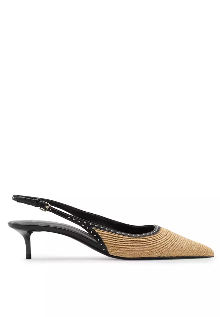 Discount on Mango  shoes - SKU: Natural Fibre Kitten-Heel Shoes