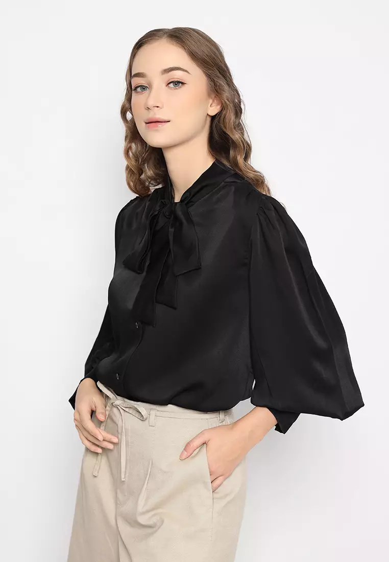 Mannequin Ribbon Silk Sateen Shirt