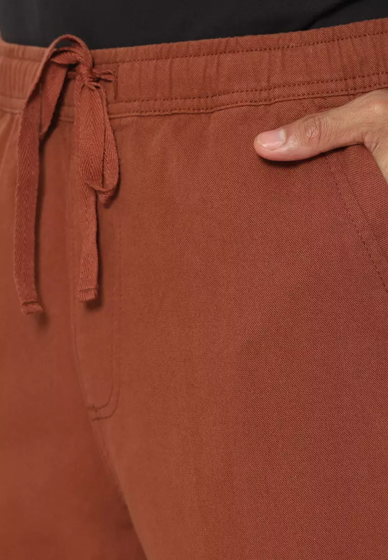 RBJ Celana Pendek Karet Polos Cotton Coklat Tua Pria