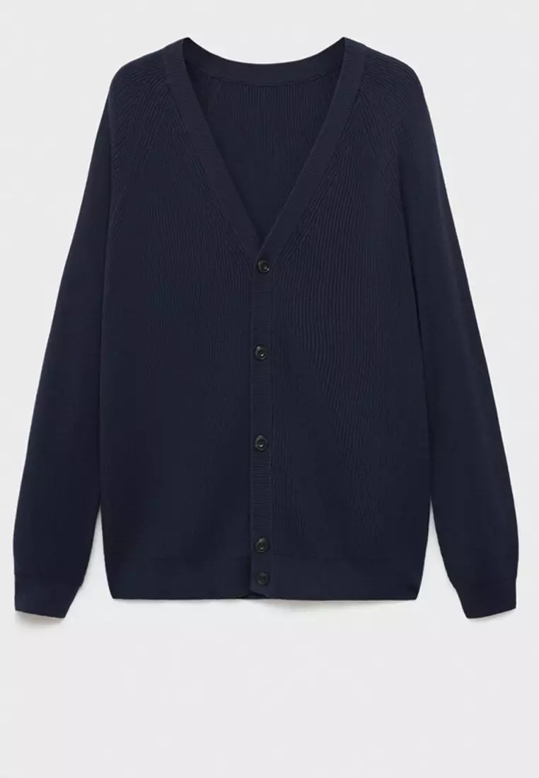 Ribbed Knitted Cardigan With Buttons