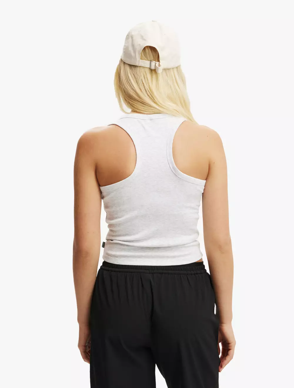 Cotton On Body -  Wanita - Active Core Rib Racer Tank - Grey Marle