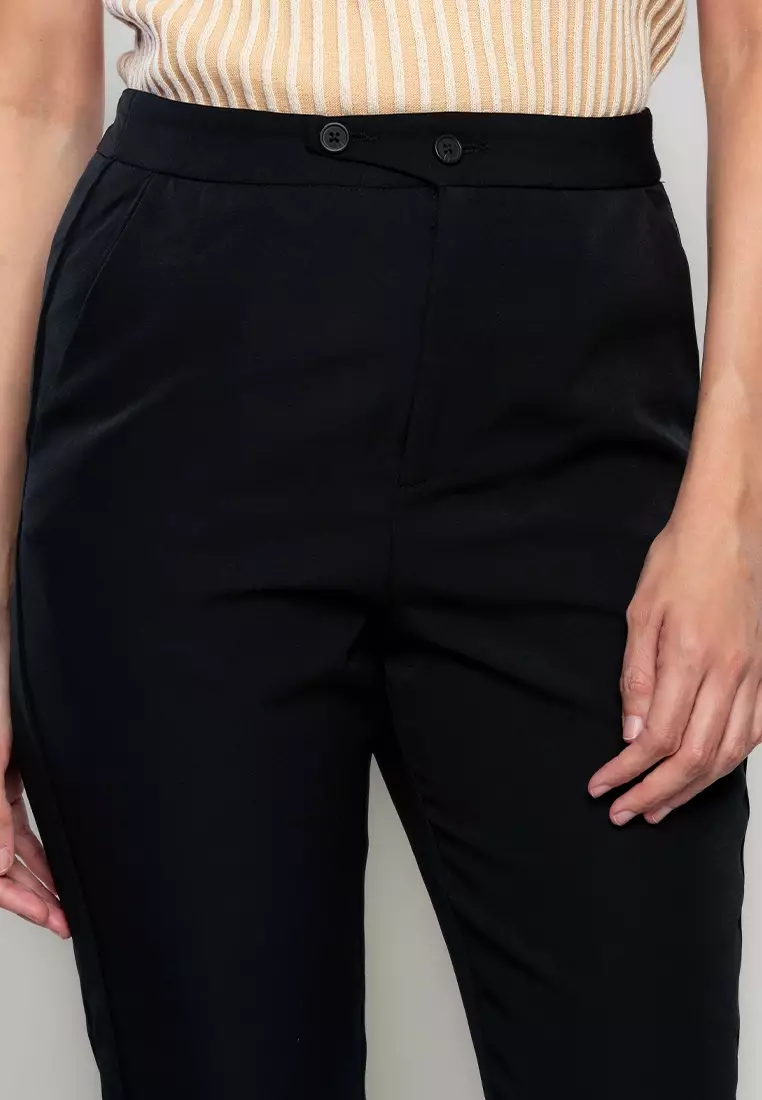Imogene Slim Pants with Waist Button Detail