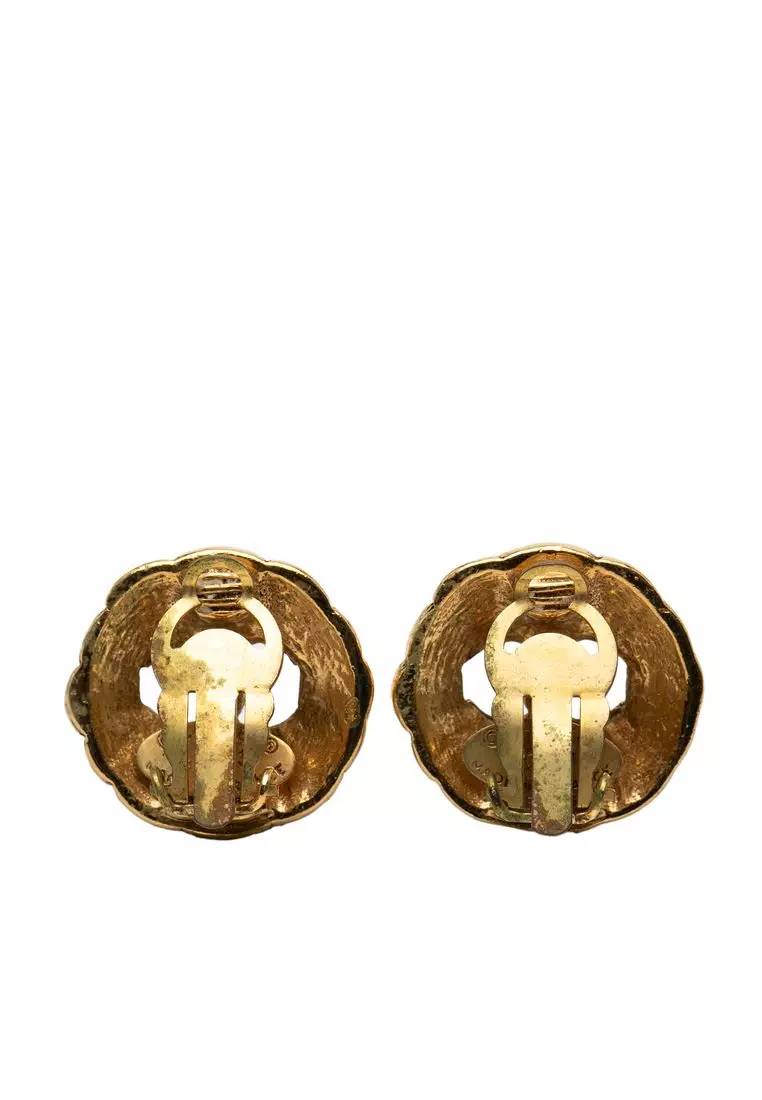 Pre-Loved Chanel Cc Gold Plated Round Clip On Earrings