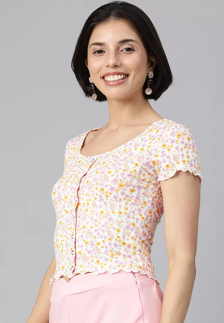 Ivory Ditsy Print Summer Top