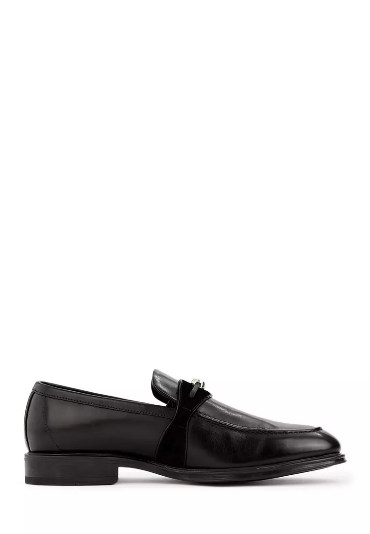 Discount on BONIA  shoes - SKU: Black Sangle Loafter Strapped Ricco Brogues