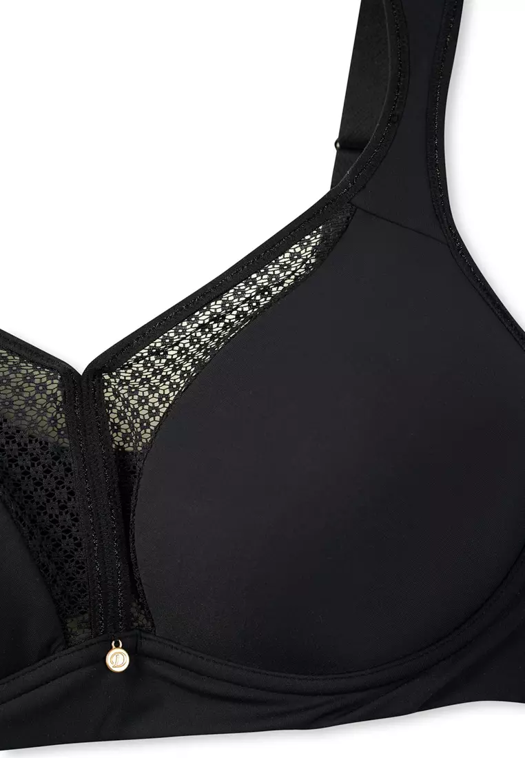 Black Basic Minimizer Bra, Non-Padded, Non-wired, Underwear for Women