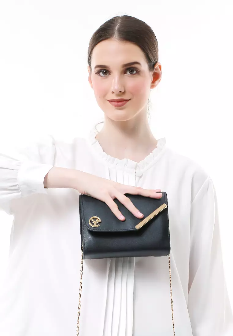 Michela Tas Selempang Wanita Rantai Premium Good Quality - Black
