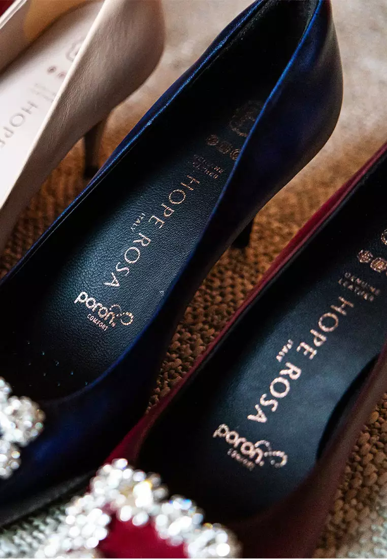 HOPE ROSA Hope Rosa Marylyn Handpainted Pink Crystal Kitten Heel Pumps