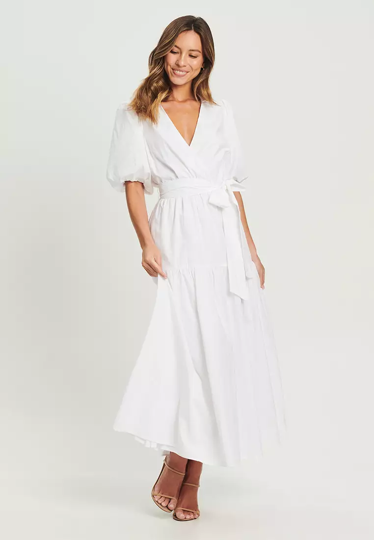 White summer wrap dress best sale