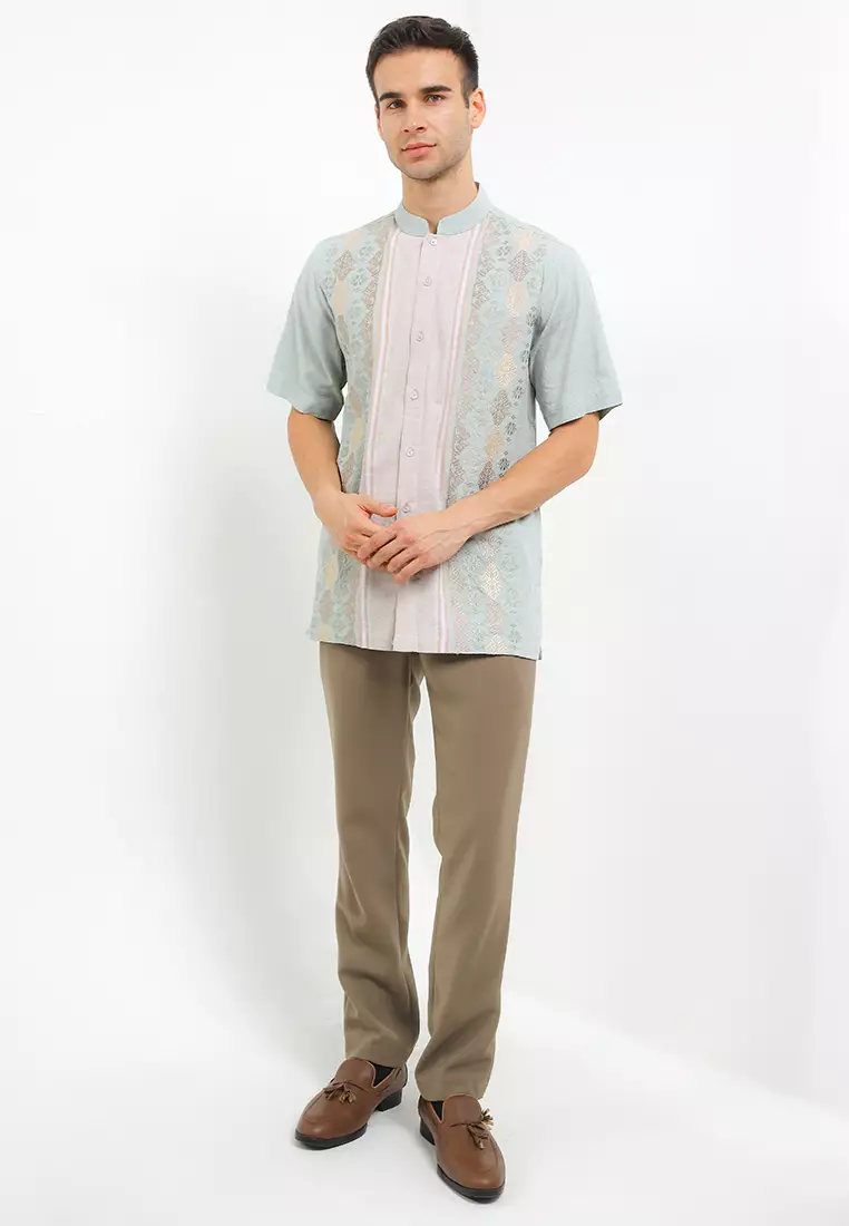 Green Tease Short Sleeve Baju Koko