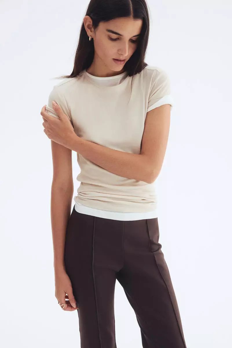 Flared crease-front trousers