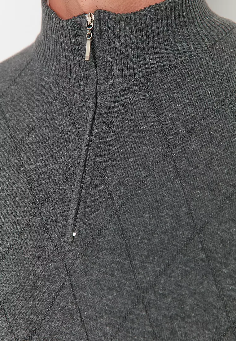 Slim Fit Half Zip Knit Sweater