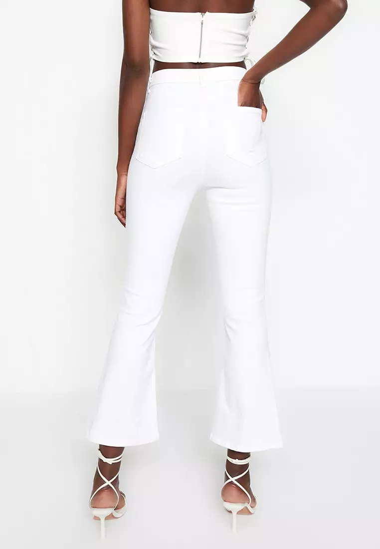 White high sale rise flare pants