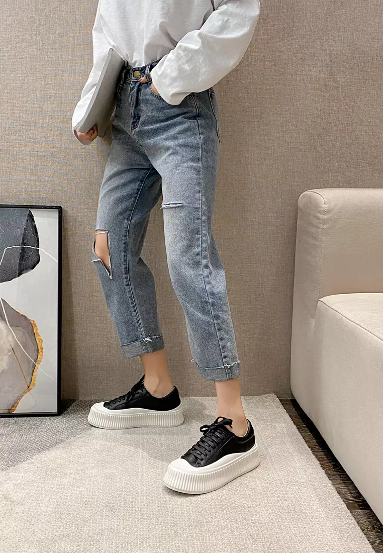 Leather Platform Lace Up Sneakers BS2139/886-1