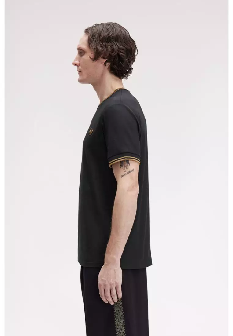 Fred Perry M1588 Twin Tipped T-Shirt (Black / Shaded Stone)