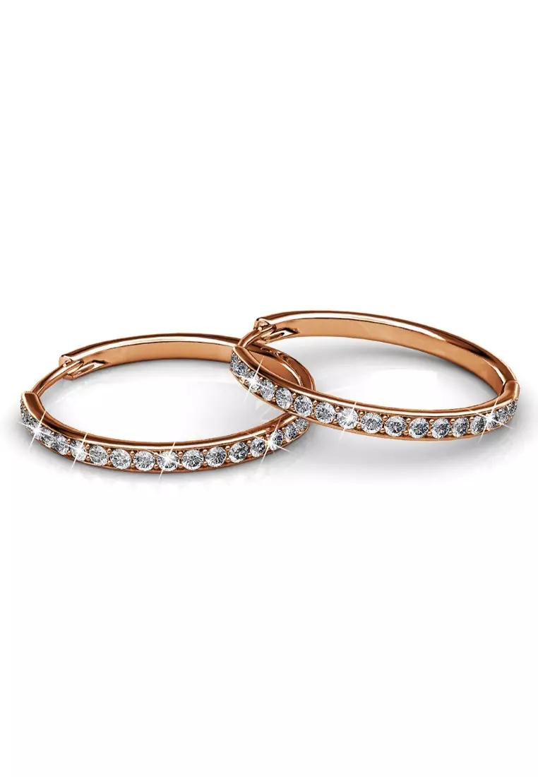 Encrusted Hoop Earrings Embellished with SWAROVSKI® crystals-Rose Gold/Clear